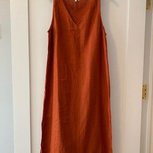 Madewell Linen V-Neck Slit Dress